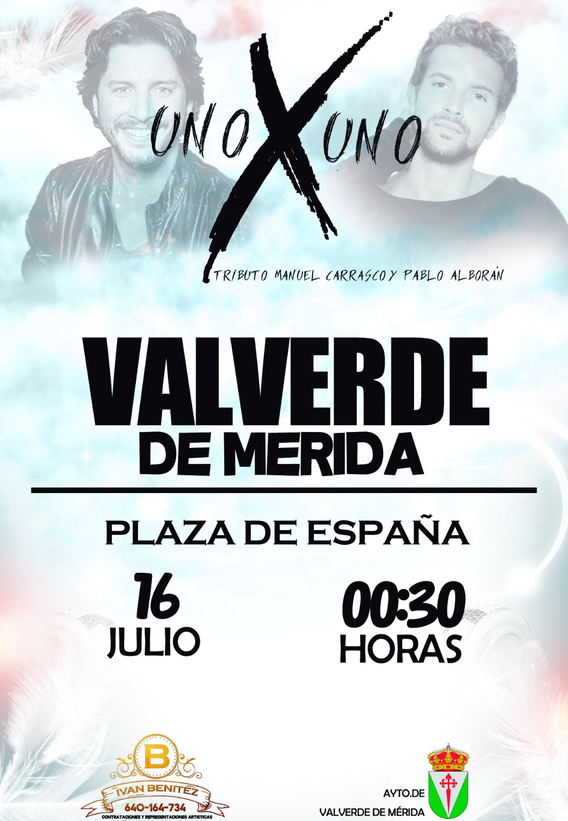 Gira de Uno x Uno tributo a Pablo Alborán y Manuel Carrasco llega a Valverde de Mérida