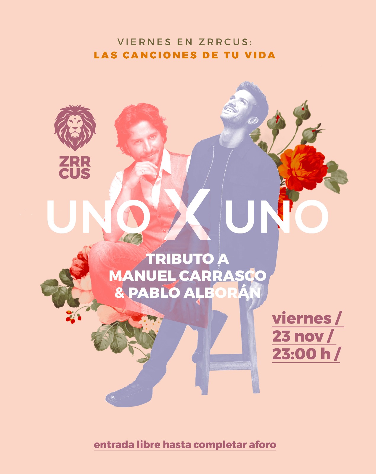 Uno X Uno tributo de Pablo Alborán y Manuel Carrasco en Sala Zrrcus de Cáceres