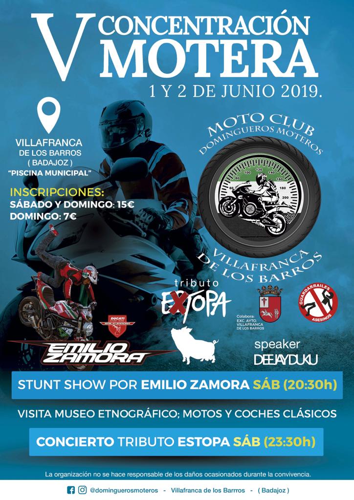 Extopa tributo a Estopa en Villafranca de los Barros V concentración de Motos