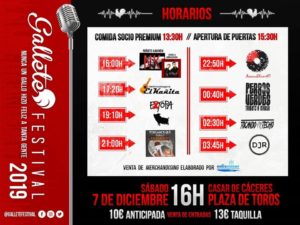 horarios Gallete Festival Extopa tributo a Estopa